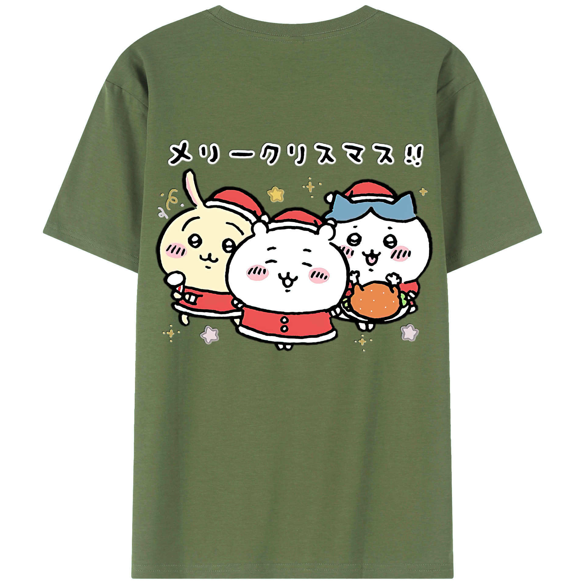 （画像用） ちいかわ ハチワレ Chii-kawa hachiware 綿100％ メンズ半袖Tシャツ（バックプリント） 通気性